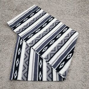 Southwestern Fleece Infinity Scarf Black Grey White Geometric Tribal Loop